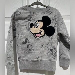 Disney Mickey & Friends 2T Fuzzy Mickey Gray Pullover Sweater Feat Donald, Goofy